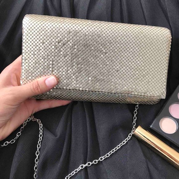 Jessica McClintock Clutch Silver Metallic - Picture 1 of 8